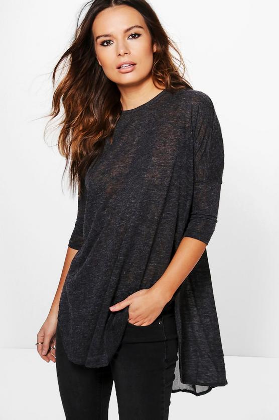 Maria Chiffon Insert Oversized Knit Top